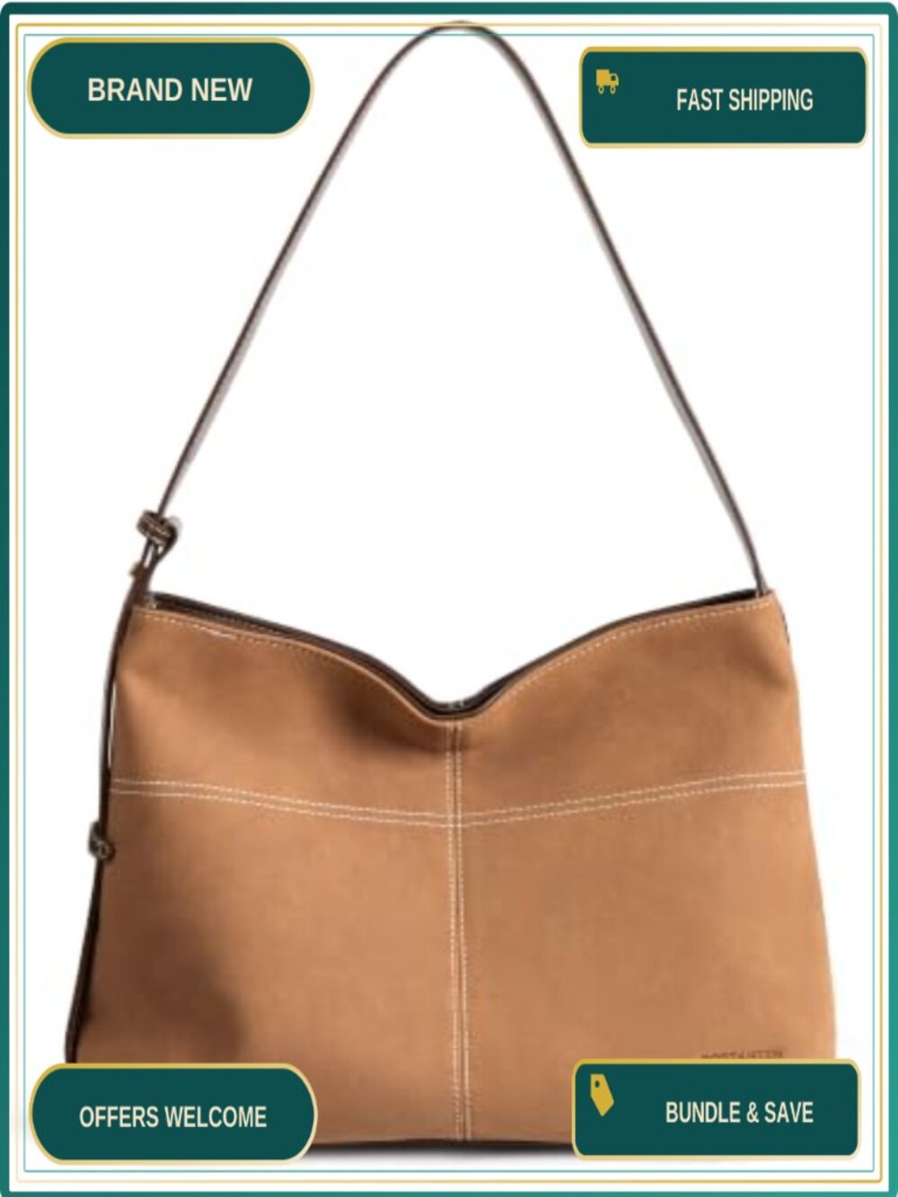 Suede Vegan Leather Hobo Shoulder Bag Convertible Crossbody Purse